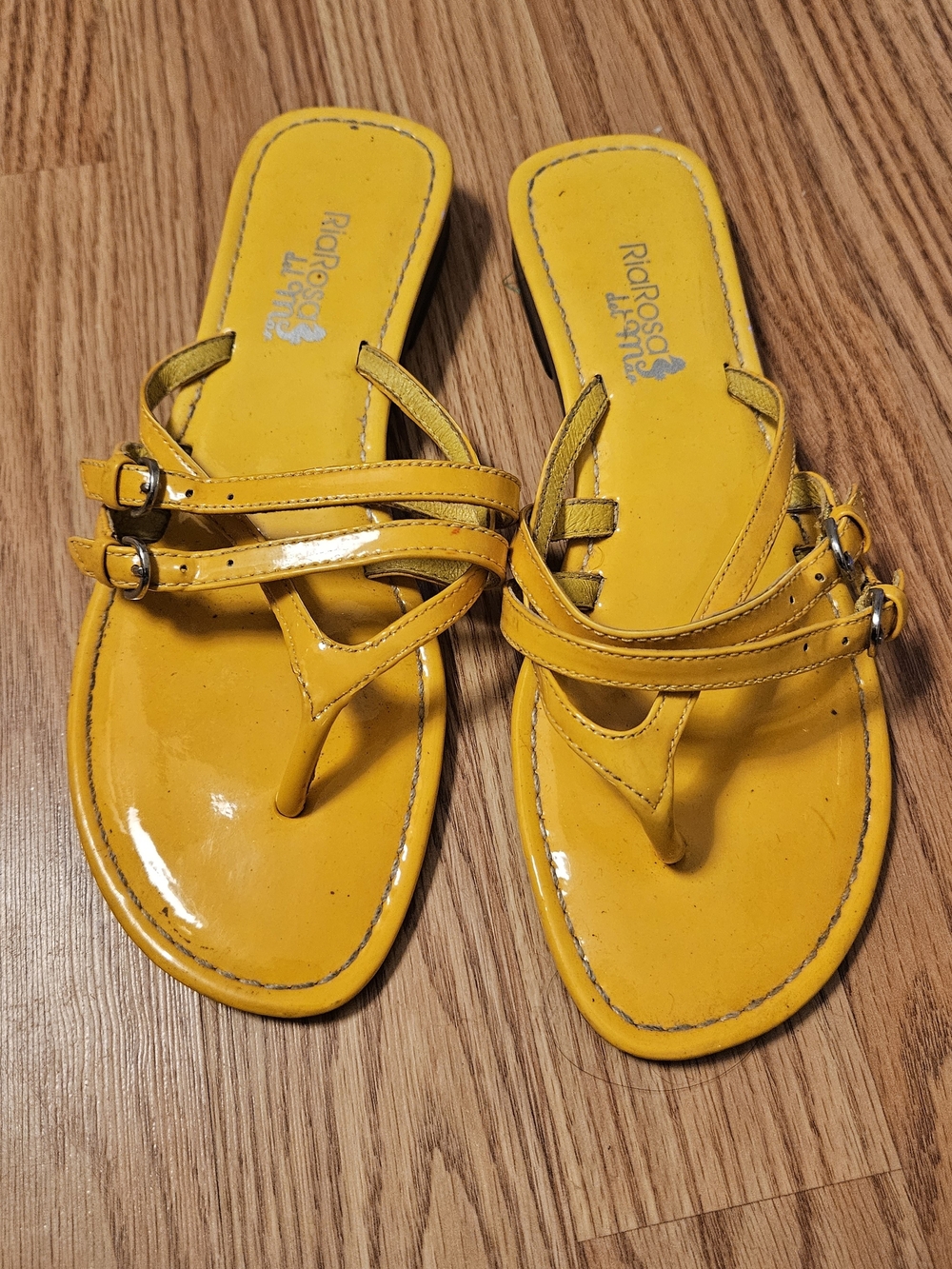 Yellow Patent Thong Sandals for Women